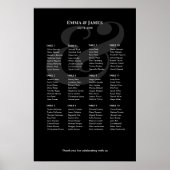 REVERSE Black Und-Zeichen-Hochzeit | 12 Sitzplan Poster (Vorne)