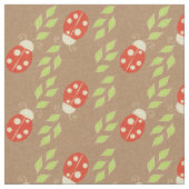 Reverse Ladybugs & Blätter auf braunem Papiermuste Stoff (Nahaufnahme)