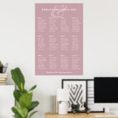 REVERSE Mauve Ampersand Hochzeit | 12 Sitzplan Poster (Heimbüro)
