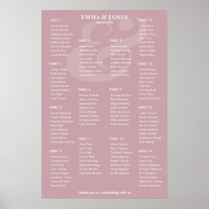 REVERSE Mauve-Etikett Hochzeit 14 Sitzplan Poster