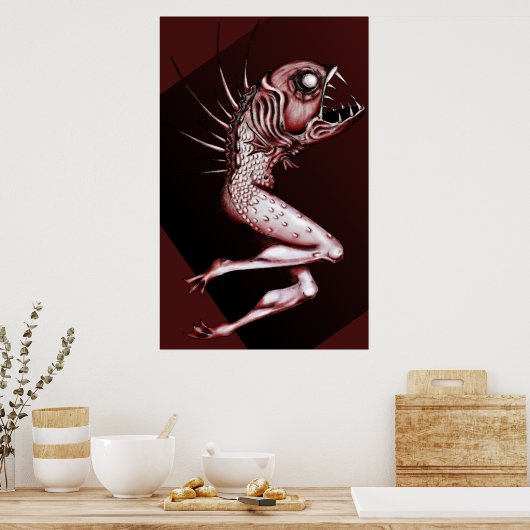 Reverse Mermaid zeichnend Kunstdruck Poster (Küche)