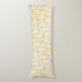 Reverse Yellow Retro Lino Geometrisches Muster Seitenschläferkissen (Vorderseite Vertikal)