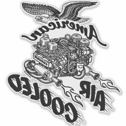 Reversed American Air Cooled Motor Corvair Vinyl Aufkleber (Vorderseite)