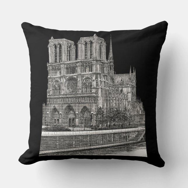 Reversible Bicolor Elegante Notre Dame de Paris Kissen (Vorderseite)