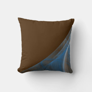 Reversible braune und blaue Fraktal Pilze Kissen
