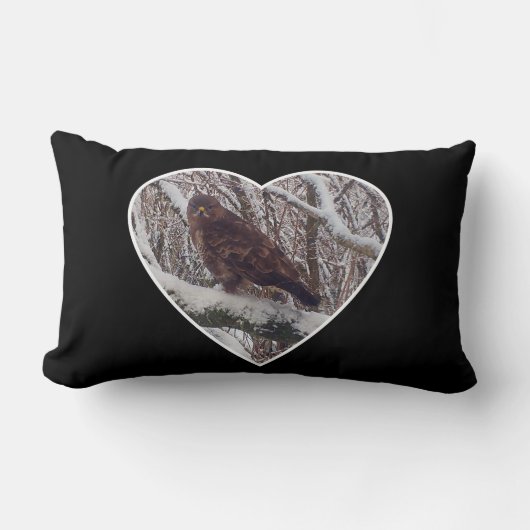 Reversible Buzzard auf der Schneebrücke im Herzen Lendenkissen (Vorderseite)