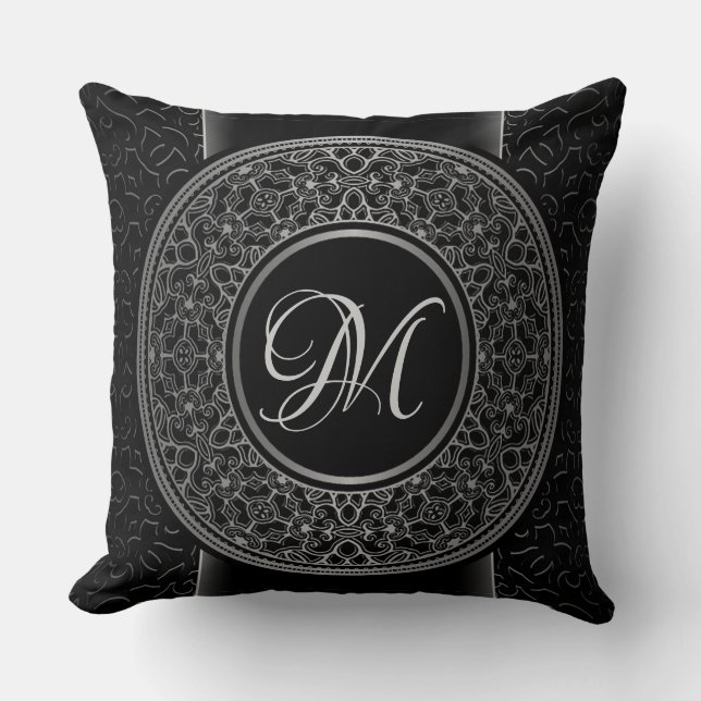 Reversible Chic Silver Medallion Throw Kissen (Vorderseite)