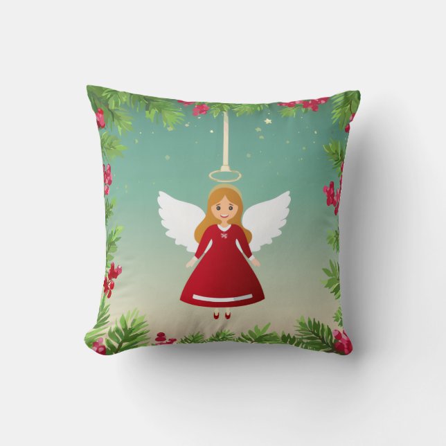 Reversible Christmas Angel & Snow Man Pillow Kissen (Vorderseite)