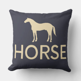Reversible Dark Blue & Cream Horse Reittier Kissen