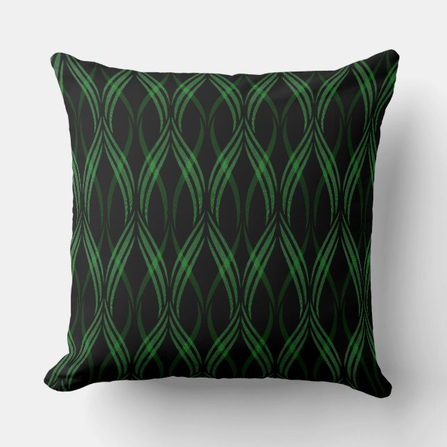 Reversible Emerald Green Ribbons Throw Kissen (Vorderseite)