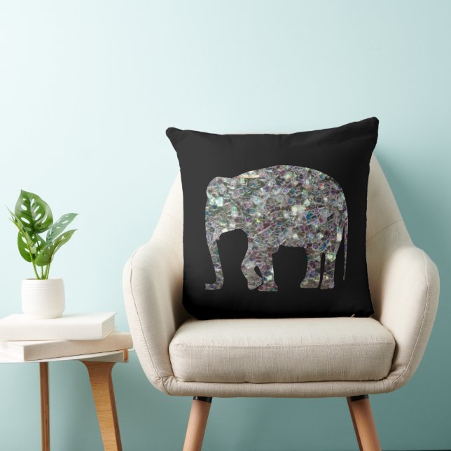 Reversible Funkelnd Silbermosaik Elephant PLdesign Kissen (Stuhl )