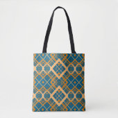 Reversible Geometric Diamond Pattern Teal Black  Tasche (Vorderseite)