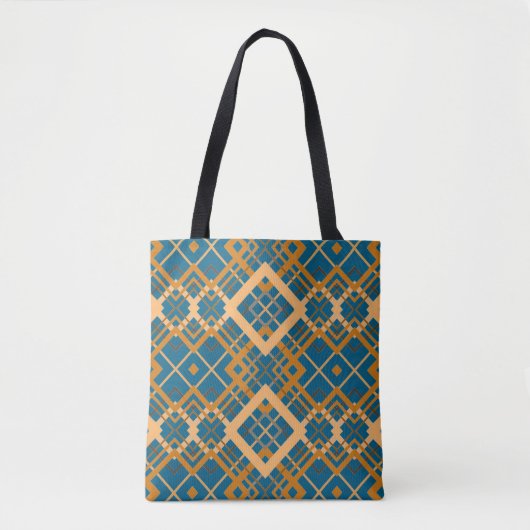 Reversible Geometric Diamond Pattern Teal Black  Tasche (Vorderseite)