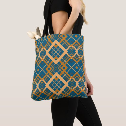 Reversible Geometric Diamond Pattern Teal Black  Tasche (Von Nahem)