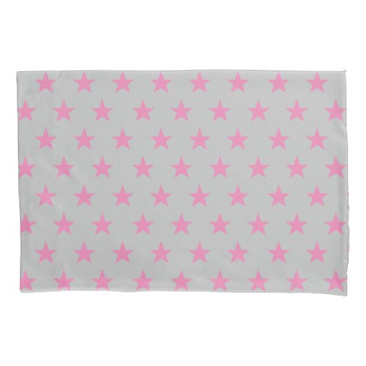 Reversible Grau und Rosa Star Kissenbezug (Vorderseite)