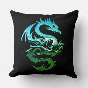 Reversible Green Metallic Dragon Kissen