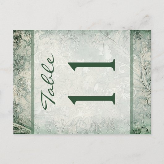 Reversible grüne und Elfenbeinflora-Tischnummer Postkarte (Vorderseite)