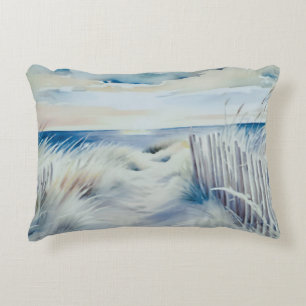 Reversible "Hamptons" Beach Path Accent Pillow Dekokissen