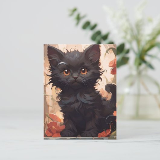 Reversible Kitten Pumpkin Herbstfallen Halloween Einladungspostkarte (Stehend Vorderseite)