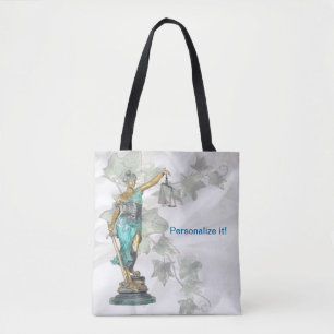 Reversible Lady Justice und 3D Veritas on Blue Tasche