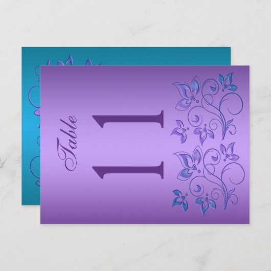 Reversible Lila und blaue Tischnummer (Vorne/Hinten)