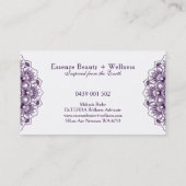 Reversible Mandala lila und weiß Visitenkarte (Rückseite)