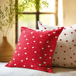 Reversible Muster des weißen und roten Herzens Kissen