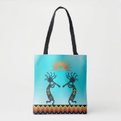 Reversible Native American Kokopelli Tote Bag Tasche (Vorderseite)