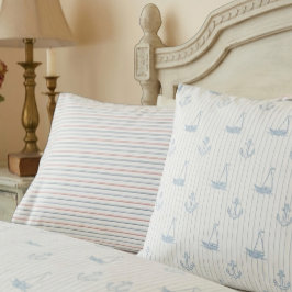 Reversible Nautical Sailboat Striped Pillowcases Kissenbezug