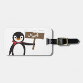 Reversible Niedliche Pinguine mit Scarf und Zeiche Gepäckanhänger (Vorderseite horizontal)