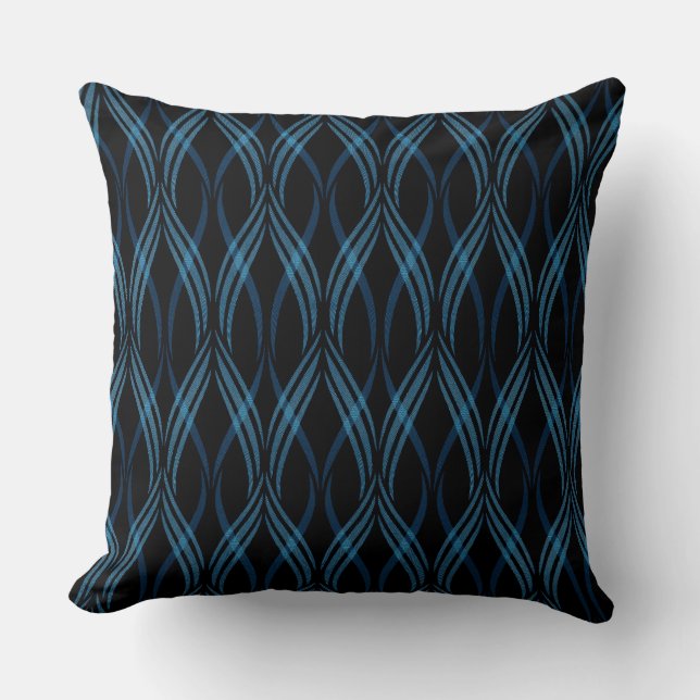 Reversible Ocean Blue Ribbons Throw Kissen (Vorderseite)