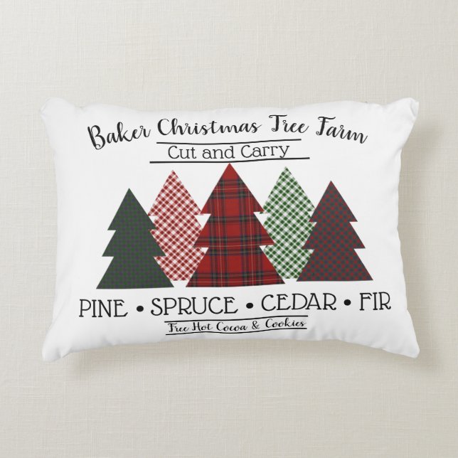 Reversible Pumpkin Patch Weihnachtsbaumfarm Dekokissen (Vorderseite)