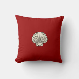 Reversible Red and Blue Seashell Throw Kissen