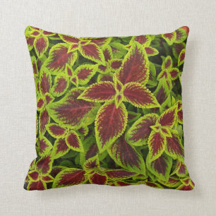 Reversible Red and Chartreuse Coleus Blätter Pill Kissen
