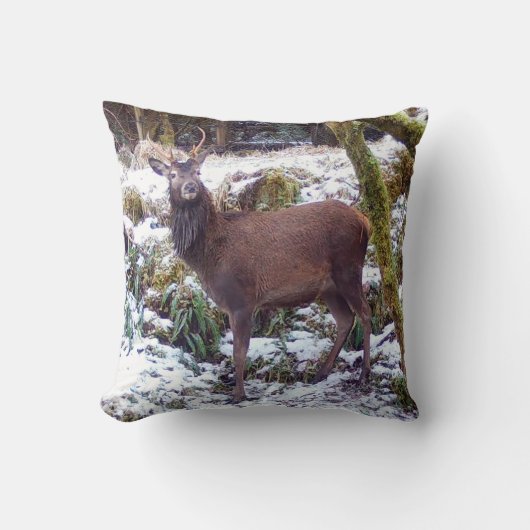 Reversible Red Deer Stag in Snow Kissen (Vorderseite)