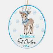 Reversible Reindeer-Baby's 1st Christmas & Snowman Keramik Ornament (Links)