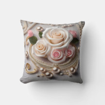 Reversible Rose und Perlkissen