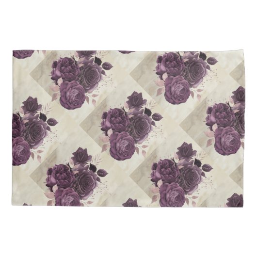 Reversible Rose Vintage lila Collage Kissenbezug (Rückseite)