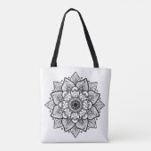 Reversible Schwarz-Weiß-Flora Mandala Tasche (Rückseite)