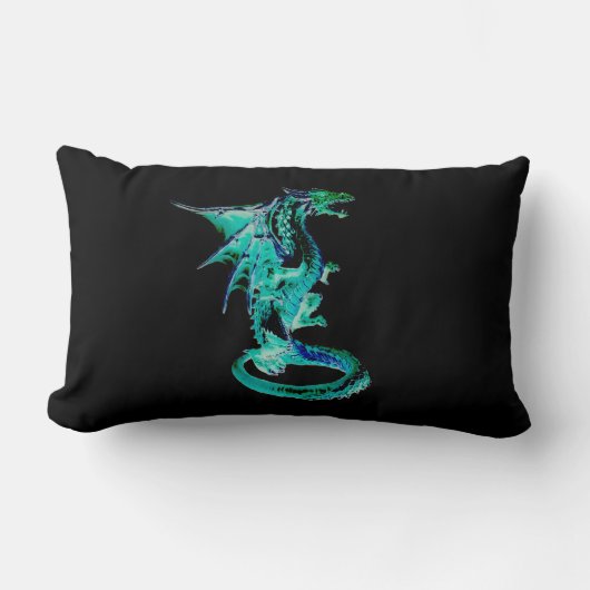 Reversible Sea Blue Dragon Lendenkissen (Vorderseite)