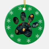 Reversible Snow Holiday Weihnachtsbaum Paw Keramik Ornament (Vorne)