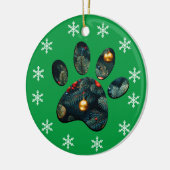 Reversible Snow Holiday Weihnachtsbaum Paw Keramik Ornament (Links)