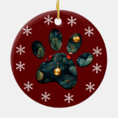 Reversible Snow Holiday Weihnachtsbaum Paw Keramik Ornament (Hinten)
