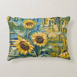 Reversible Sonnenblumen - Kunstkissen im Stil von Dekokissen
