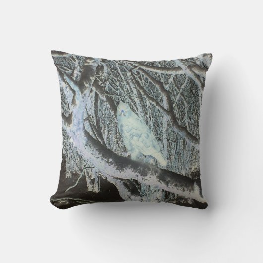 Reversible Spooky Buzzard auf Zweig Kissen (Vorderseite)