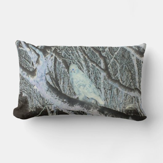 Reversible Spooky Buzzard auf Zweig Lendenkissen (Vorderseite)