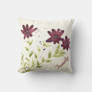 Reversible Square pillow - Plum Burgundy floral Kissen