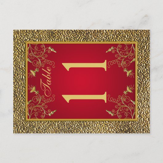 Reversible Tischnummer von Rot und Gold (Vorderseite)