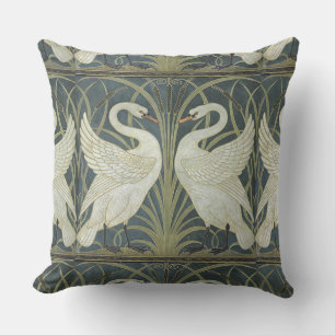 Reversible Vintage Walter Crane Schwan Rush und Ir Kissen