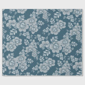 Reversible weiße Blume Folialblau Hintergrund Geschenkpapier (Flach)